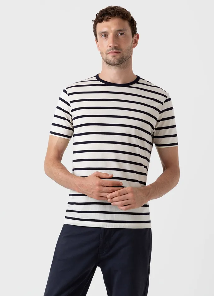 ussunspel Classic Tshirt EcruNavy Breton Stripe Men Tshirts ussunspel Classic Tshirt EcruNavy Breton Stripe Men Tshirts