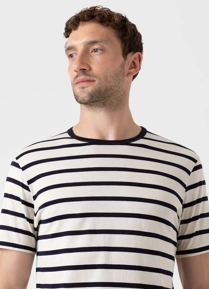 ussunspel Classic Tshirt EcruNavy Breton Stripe Men Tshirts ussunspel Classic Tshirt EcruNavy Breton Stripe Men Tshirts