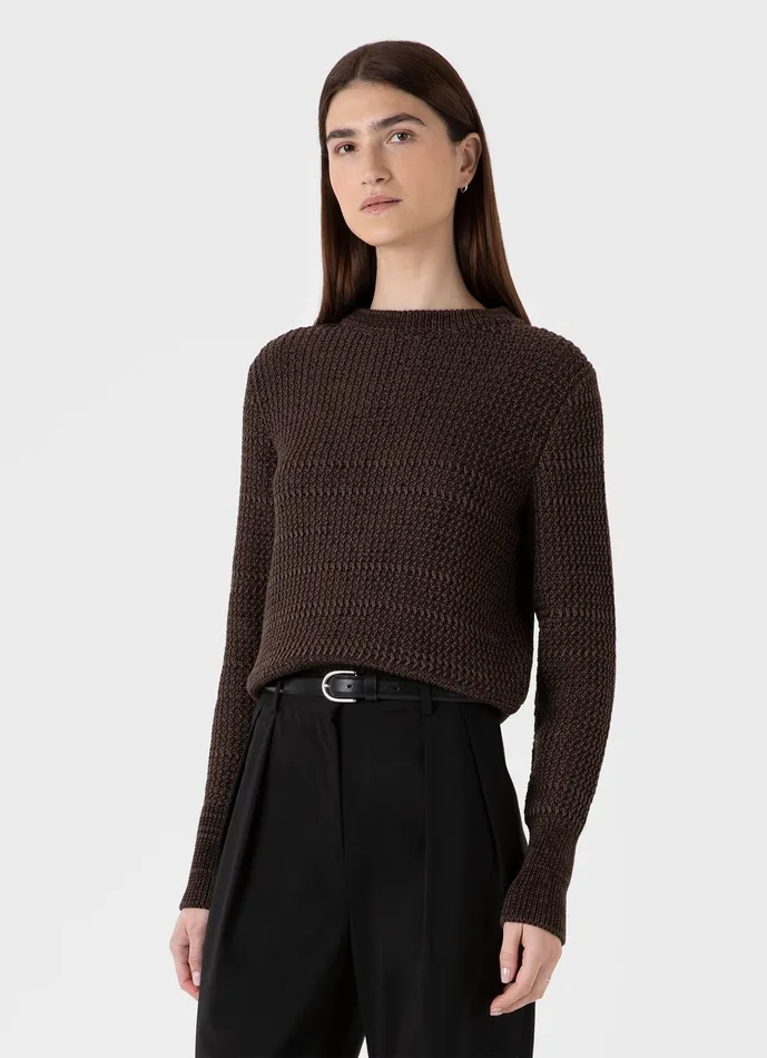 ussunspel Cotton Stitch Jumper Coffee Twist Women Knitwear