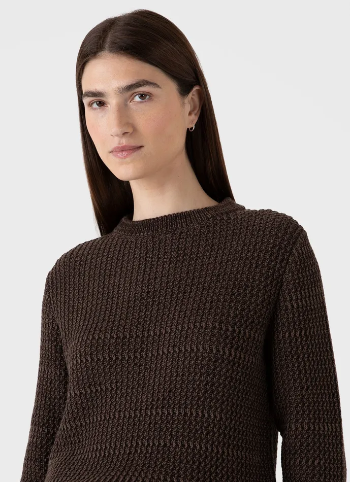 ussunspel Cotton Stitch Jumper Coffee Twist Women Knitwear