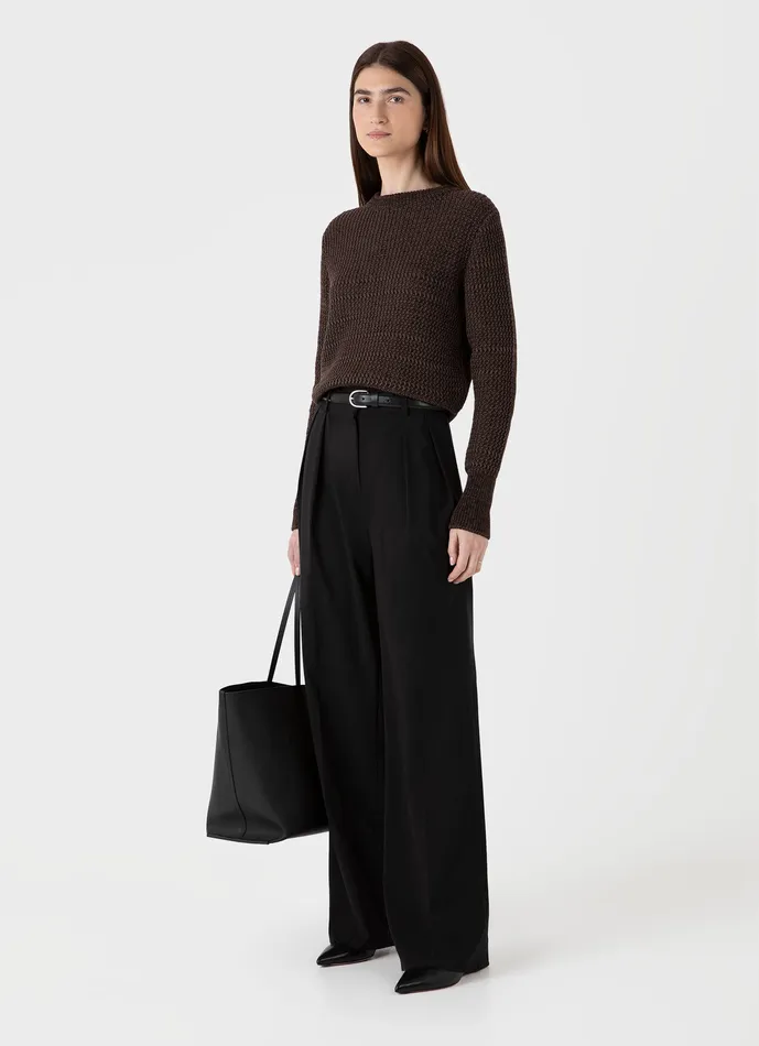 ussunspel Cotton Stitch Jumper Coffee Twist Women Knitwear