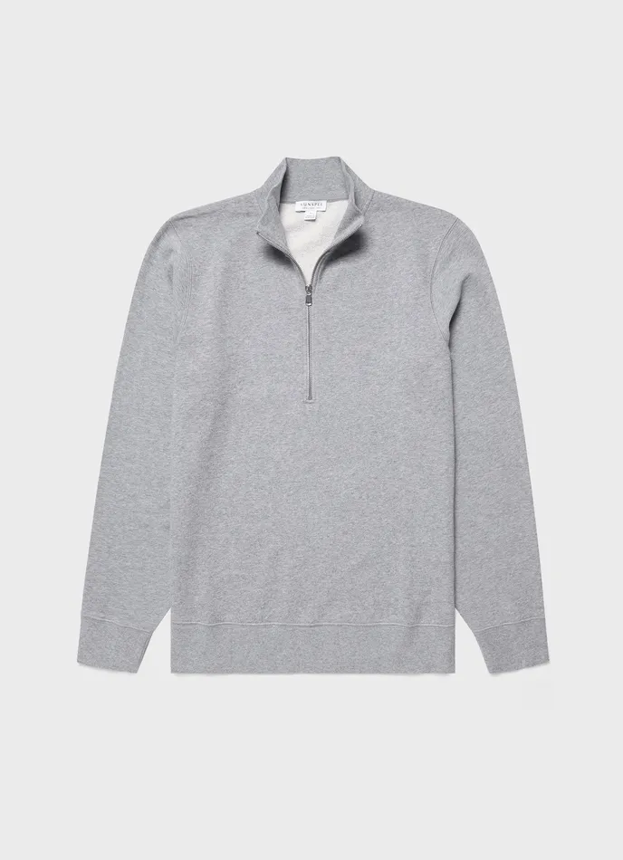ussunspel Half Zip Loopback Sweatshirt Grey Melange Men Sweatshirts and Sweatpants
