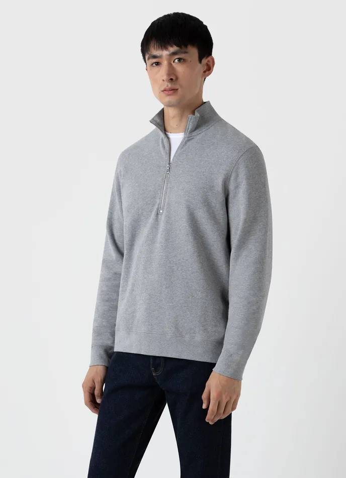 ussunspel Half Zip Loopback Sweatshirt Grey Melange Men Sweatshirts and Sweatpants ussunspel Half Zip Loopback Sweatshirt Grey Melange Men Sweatshirts and Sweatpants