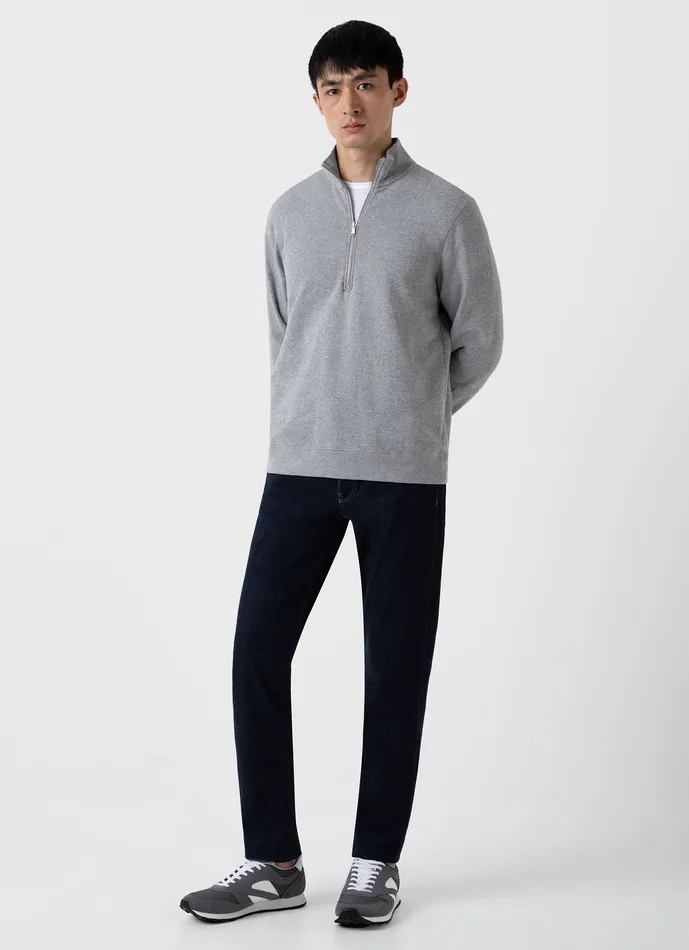 ussunspel Half Zip Loopback Sweatshirt Grey Melange Men Sweatshirts and Sweatpants ussunspel Half Zip Loopback Sweatshirt Grey Melange Men Sweatshirts and Sweatpants
