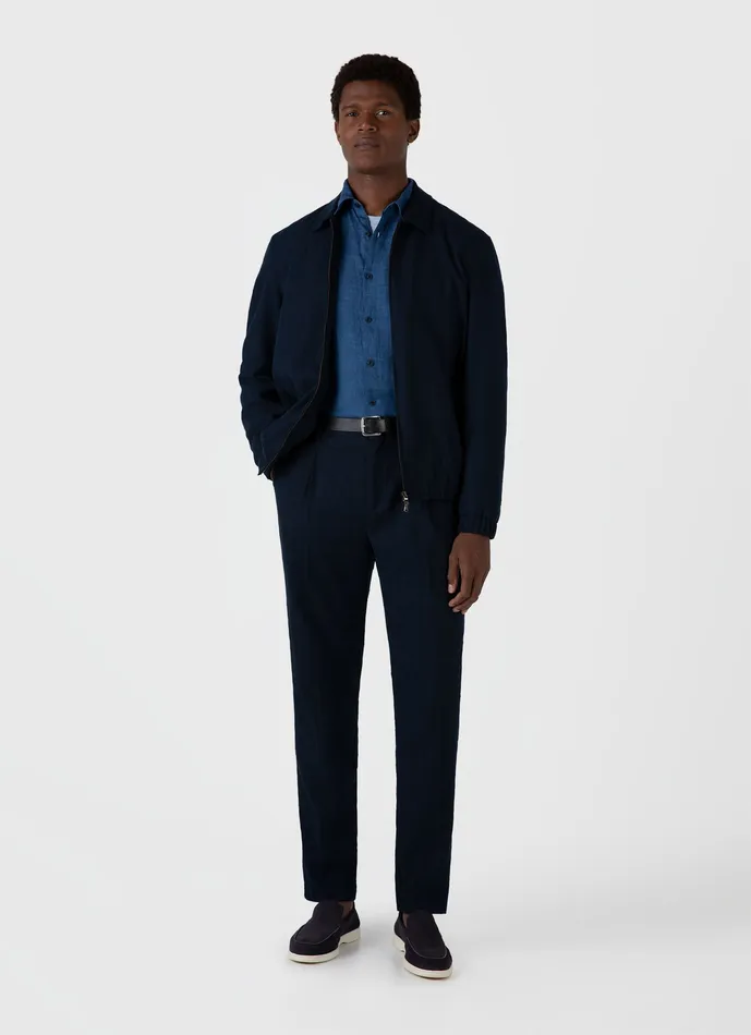 ussunspel Linen Shirt Ink Blue Men Shirts