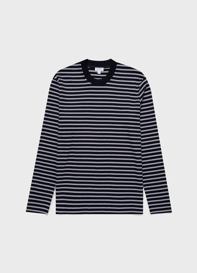 ussunspel Long Sleeve Heavyweight Tshirt NavyWhite Men Tshirts