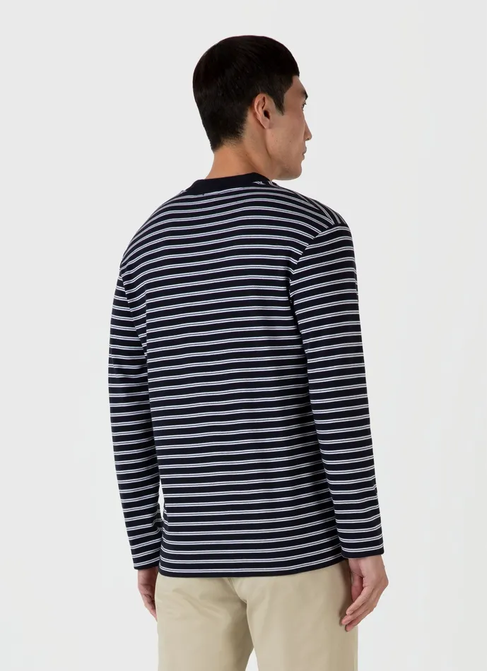 ussunspel Long Sleeve Heavyweight Tshirt NavyWhite Men Tshirts ussunspel Long Sleeve Heavyweight Tshirt NavyWhite Men Tshirts