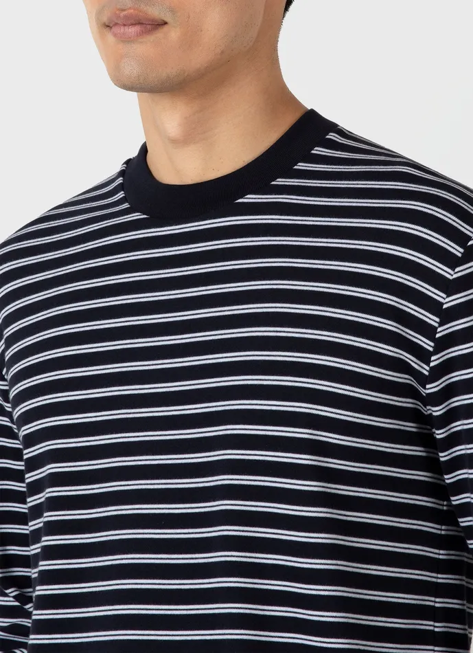 ussunspel Long Sleeve Heavyweight Tshirt NavyWhite Men Tshirts ussunspel Long Sleeve Heavyweight Tshirt NavyWhite Men Tshirts