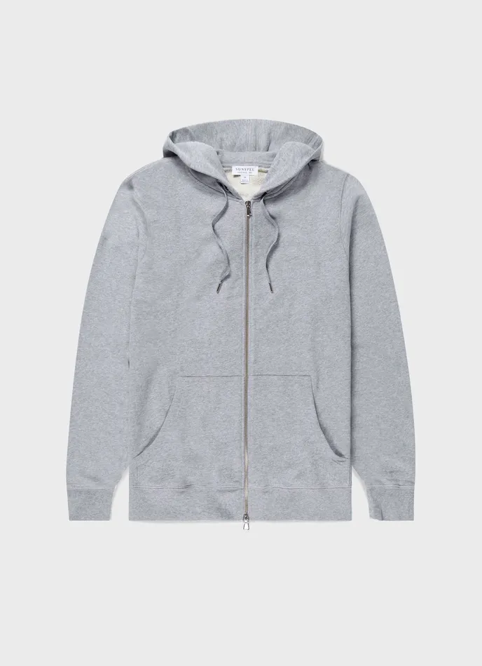 ussunspel Loopback Zip Hoodie Grey Melange Men Sweatshirts and Sweatpants
