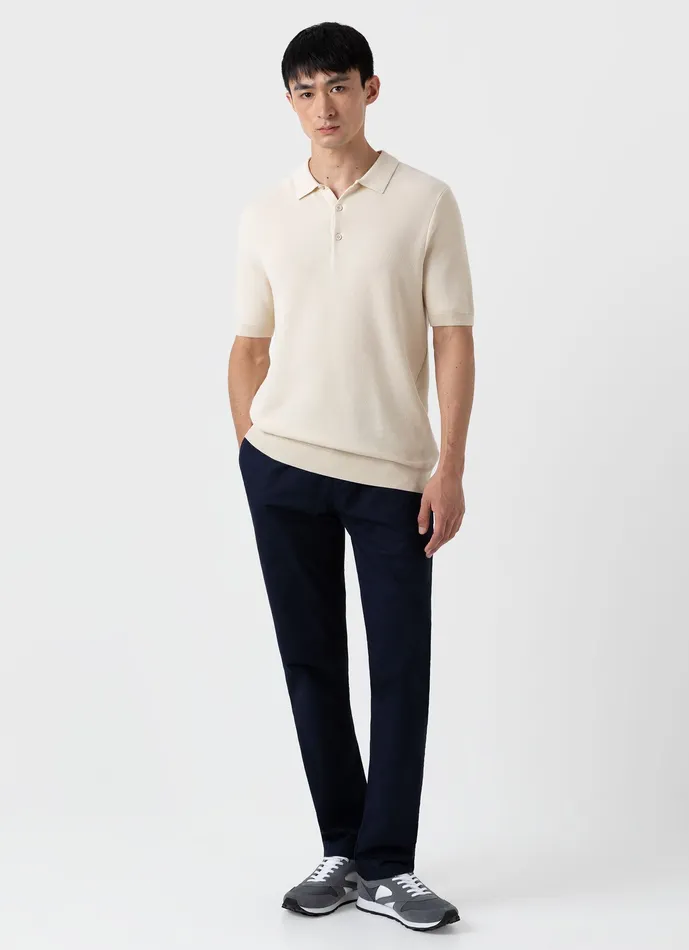 ussunspel Polo Shirts Men Knit Polo Shirt Ecru ussunspel Polo Shirts Men Knit Polo Shirt Ecru