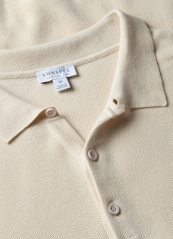 ussunspel Polo Shirts Men Knit Polo Shirt Ecru ussunspel Polo Shirts Men Knit Polo Shirt Ecru