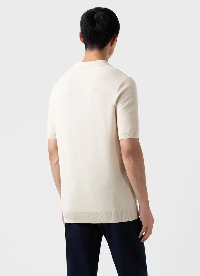 ussunspel Polo Shirts Men Knit Polo Shirt Ecru ussunspel Polo Shirts Men Knit Polo Shirt Ecru