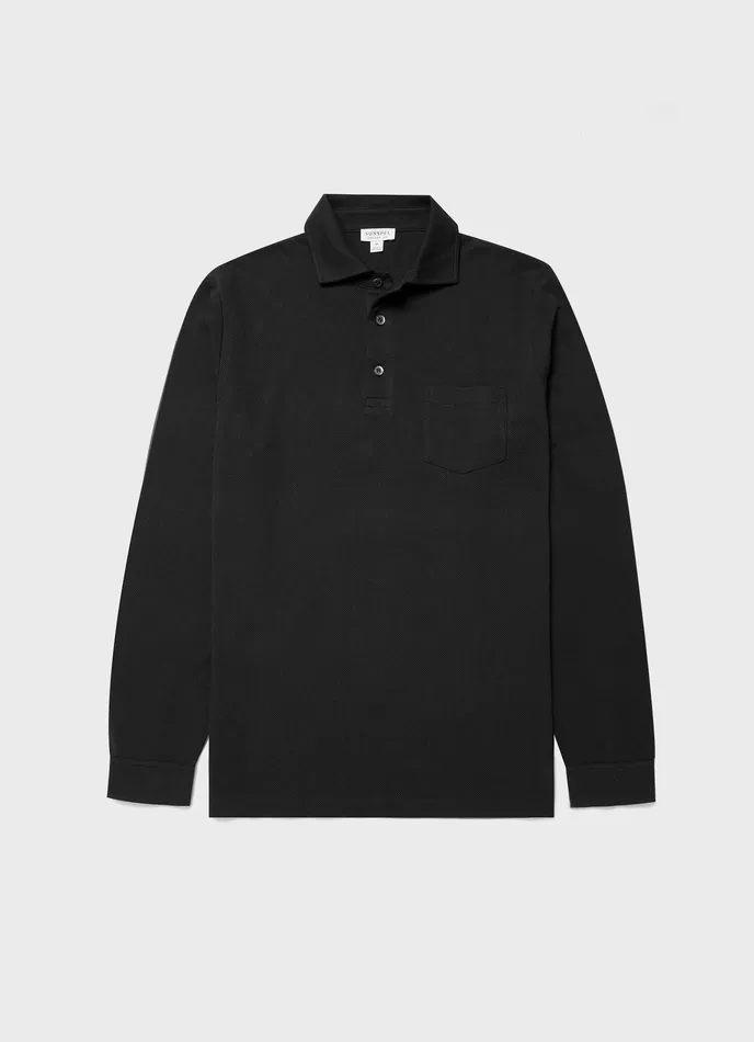 ussunspel Polo Shirts Men Sunspel x WM Brown Long Sleeve Polo Shirt Black