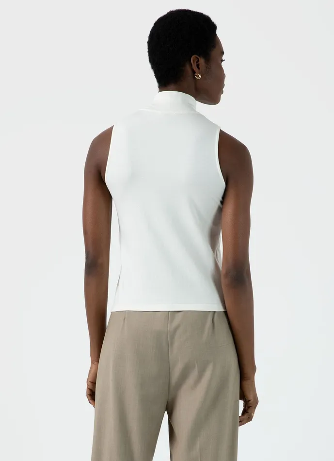 ussunspel Sleeveless High Neck Top Ecru Women Tshirts and Tops ussunspel Sleeveless High Neck Top Ecru Women Tshirts and Tops