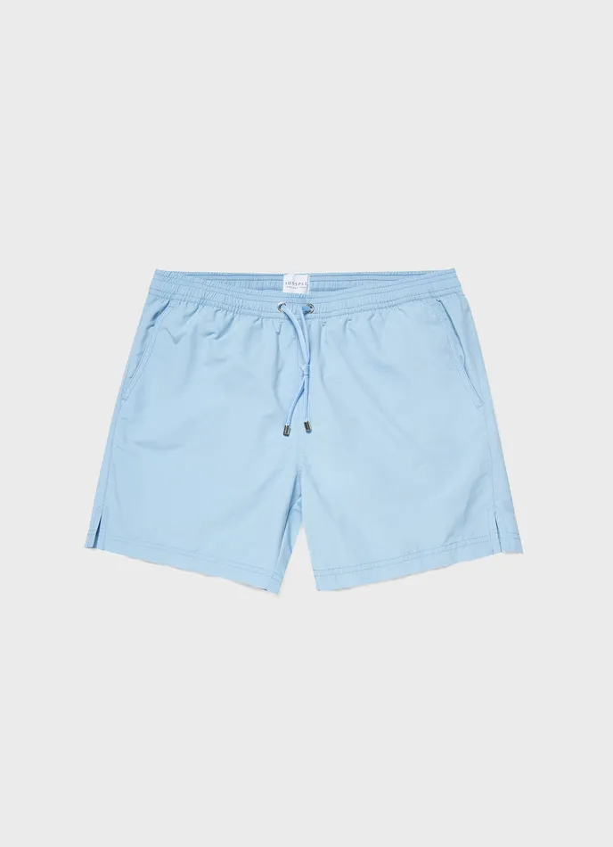 ussunspel Swimwear Men Drawstring Swim Shorts Light Blue