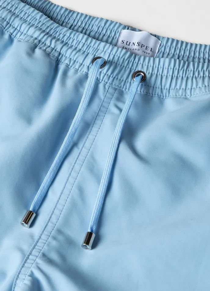 ussunspel Swimwear Men Drawstring Swim Shorts Light Blue