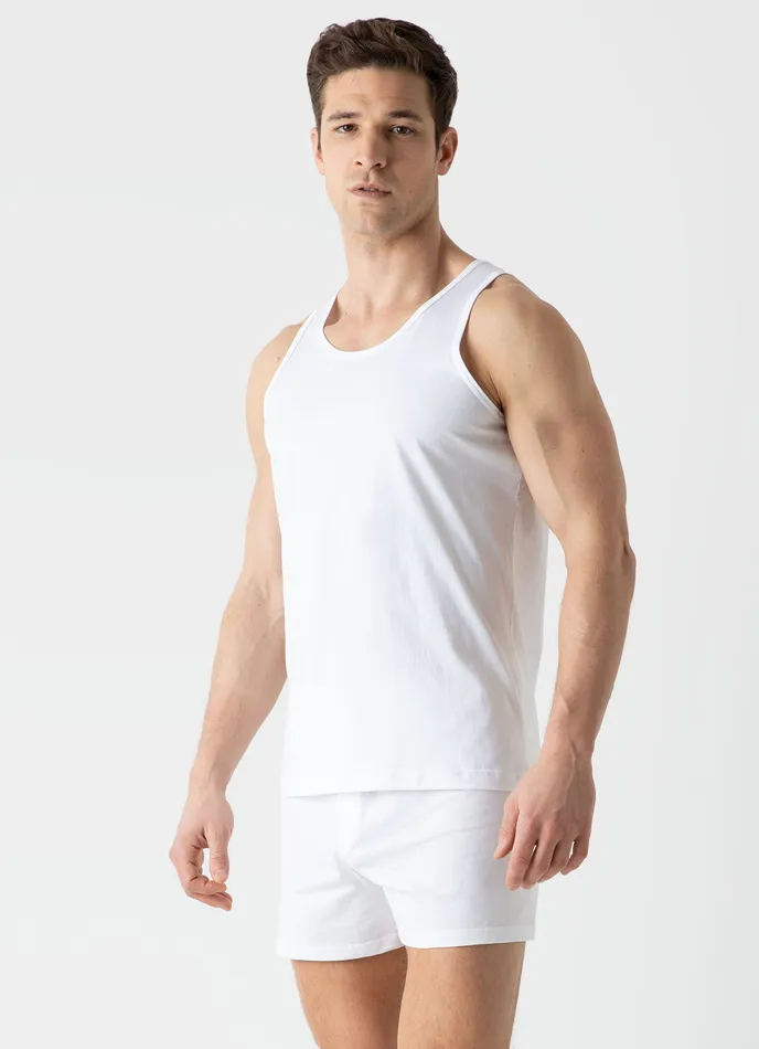 ussunspel Underwear Tops Men Superfine Cotton Underwear Vest White