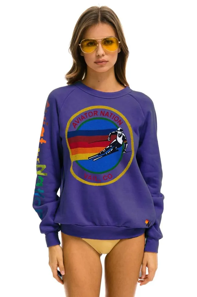 Vail Crew Sweatshirt 8211 Purple WomenMen Aviator Nation Sweatshirts