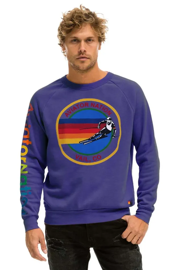Vail Crew Sweatshirt 8211 Purple WomenMen Aviator Nation Sweatshirts