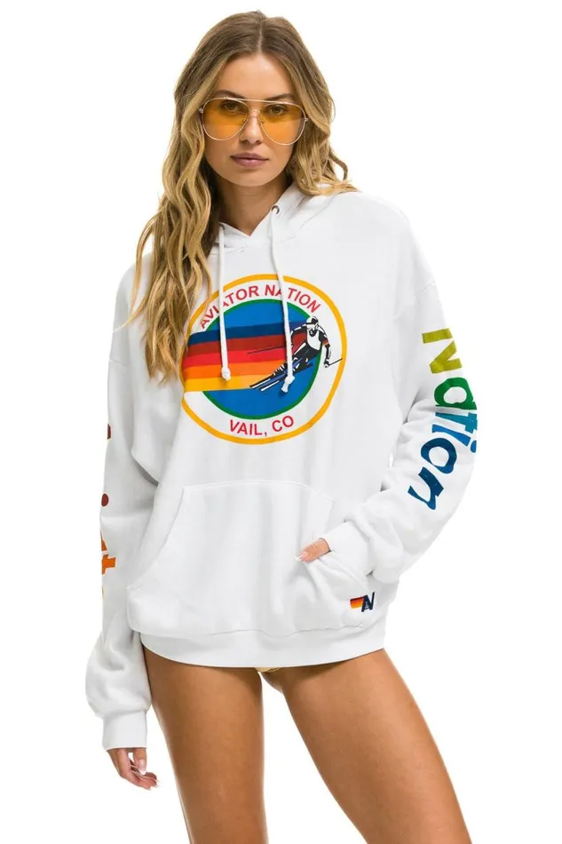 Vail Relaxed Pullover Hoodie 8211 White WomenMen Aviator Nation Hoodies