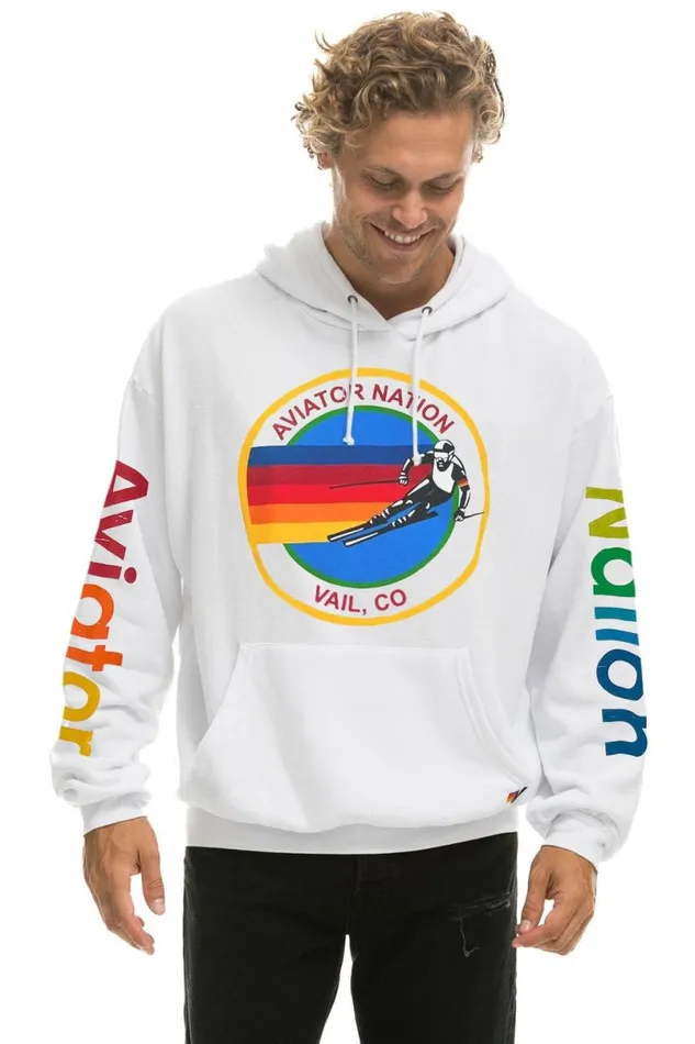 Vail Relaxed Pullover Hoodie 8211 White WomenMen Aviator Nation Hoodies
