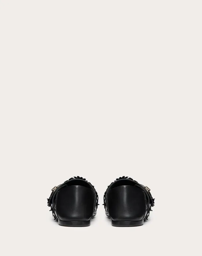 Valentino Ballerinas Woman Vlogo Locker Maryjane Ballerina In Eel With Flower Application For Woman In Black Black Valentino Ballerinas Woman Vlogo Locker Maryjane Ballerina In Eel With Flower Application For Woman In Black Black
