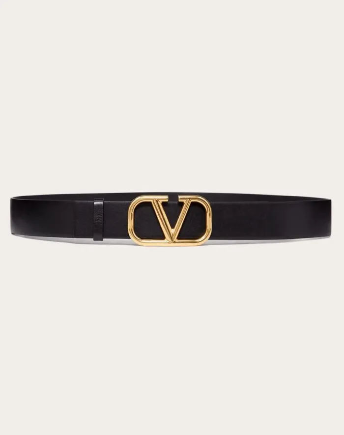 Valentino Belts Man Vlogo Signature Calfskin Belt 40 Mm For Man In Saddle Brown Saddle Brown