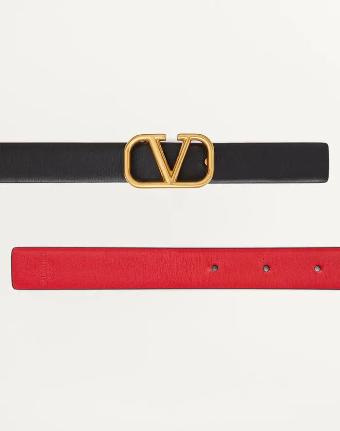 Valentino Belts Woman Reversible Vlogo Signature Belt In Glossy Calfskin 20 Mm For Woman In Smokey Beigeblack Smokey Beigeblack Valentino Belts Woman Reversible Vlogo Signature Belt In Glossy Calfskin 20 Mm For Woman In Smokey Beigeblack Smokey Beigeblack