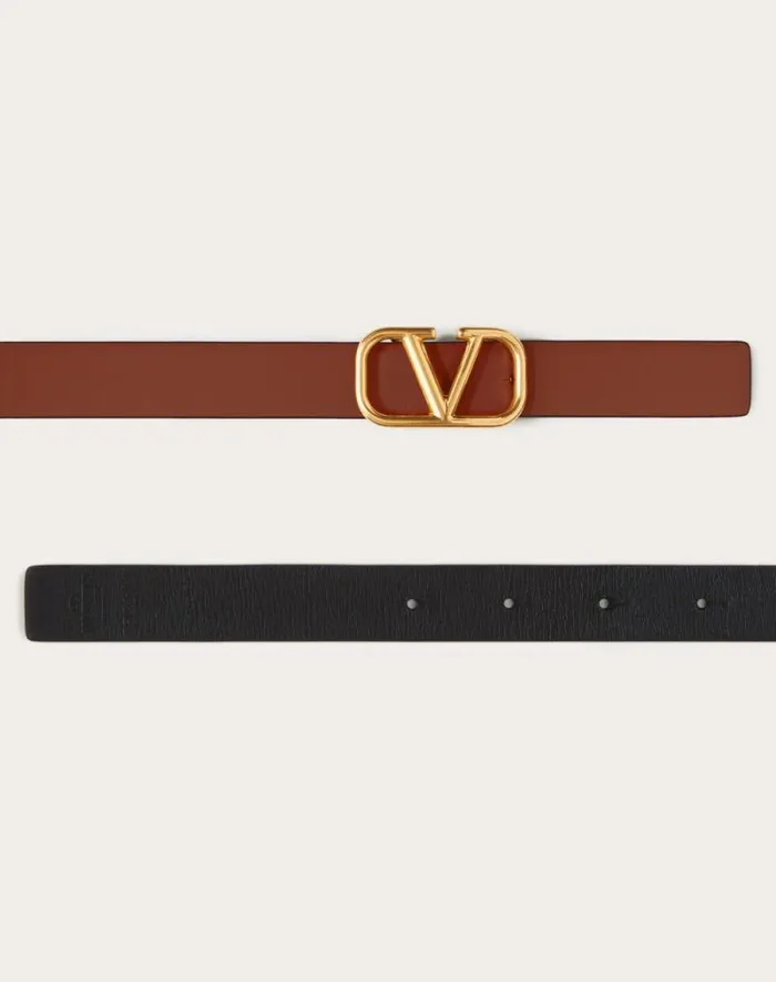 Valentino Belts Woman Reversible Vlogo Signature Belt In Glossy Calfskin 20 Mm For Woman In Smokey Beigeblack Smokey Beigeblack Valentino Belts Woman Reversible Vlogo Signature Belt In Glossy Calfskin 20 Mm For Woman In Smokey Beigeblack Smokey Beigeblack