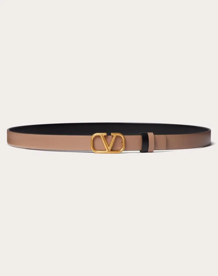 Valentino Belts Woman Reversible Vlogo Signature Belt In Glossy Calfskin 20 Mm For Woman In Smokey Beigeblack Smokey Beigeblack Valentino Belts Woman Reversible Vlogo Signature Belt In Glossy Calfskin 20 Mm For Woman In Smokey Beigeblack Smokey Beigeblack