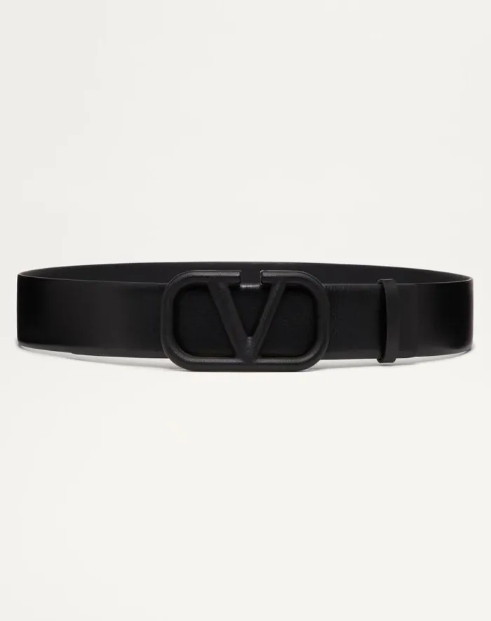 Valentino Belts Woman Vlogo Signature Belt In Glossy Calfskin 40mm For Woman In Black Black