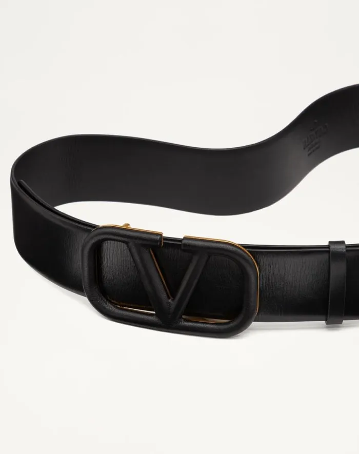 Valentino Belts Woman Vlogo Signature Belt In Glossy Calfskin 40mm For Woman In Black Black