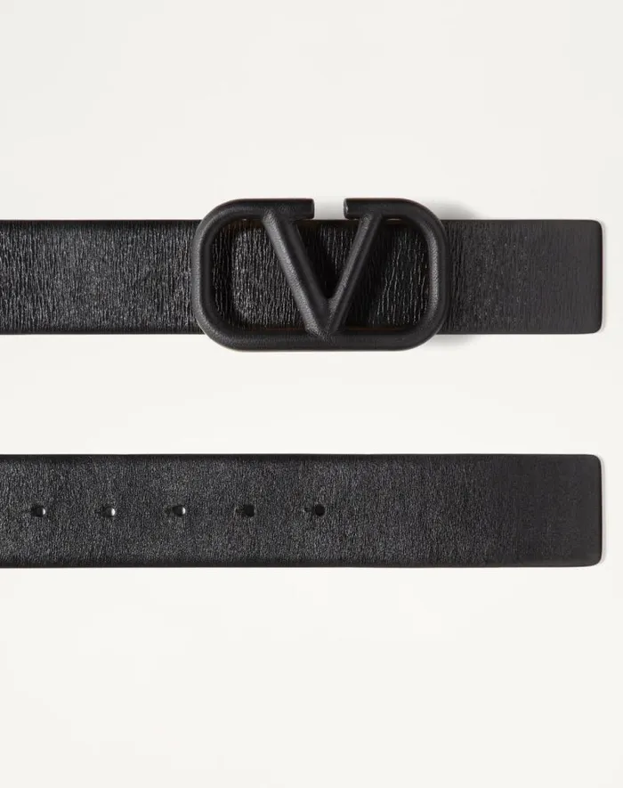 Valentino Belts Woman Vlogo Signature Belt In Glossy Calfskin 40mm For Woman In Black Black
