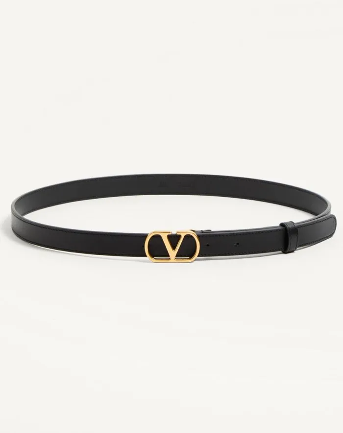 Valentino Belts Woman Vlogo Signature Belt In Shiny Calfskin 20 Mm For Woman In Ivory Ivory