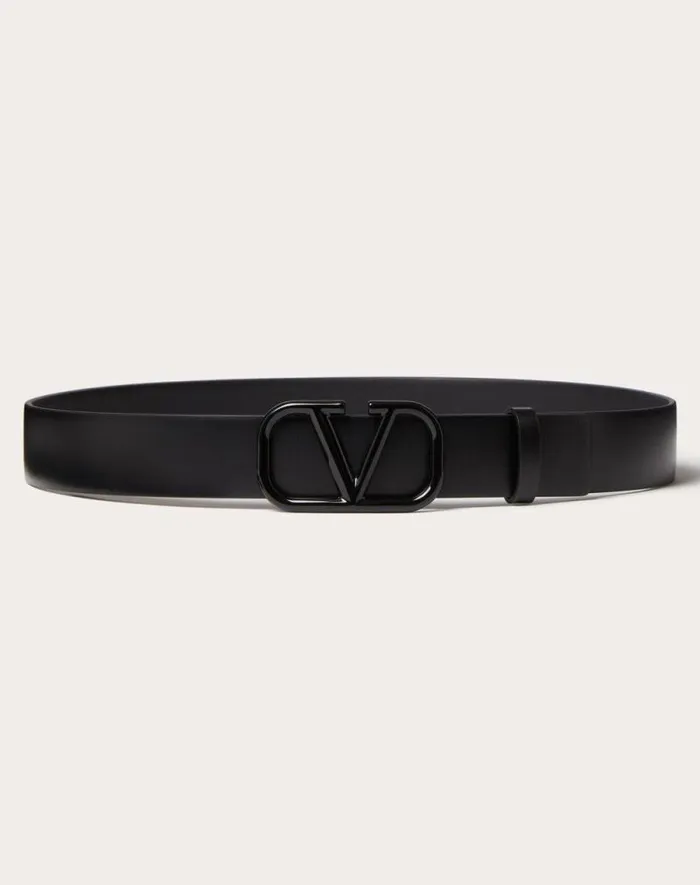 Valentino Belts Woman Vlogo Signature Belt In Shiny Calfskin 30mm For Woman In Black Black