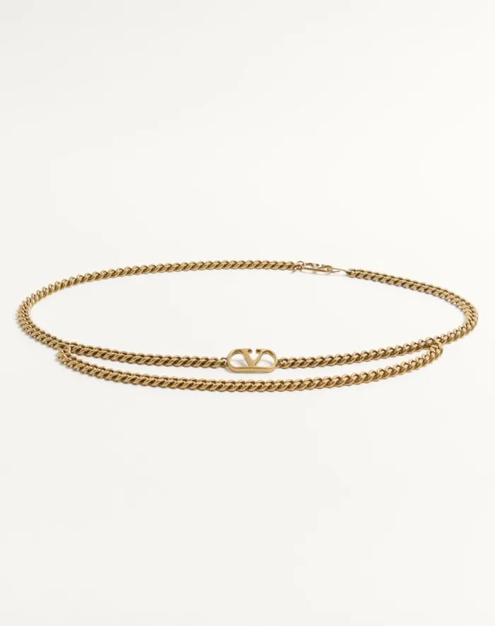 Valentino Belts Woman Vlogo Signature Chain Belt For Woman In Antique Gold Antique Gold
