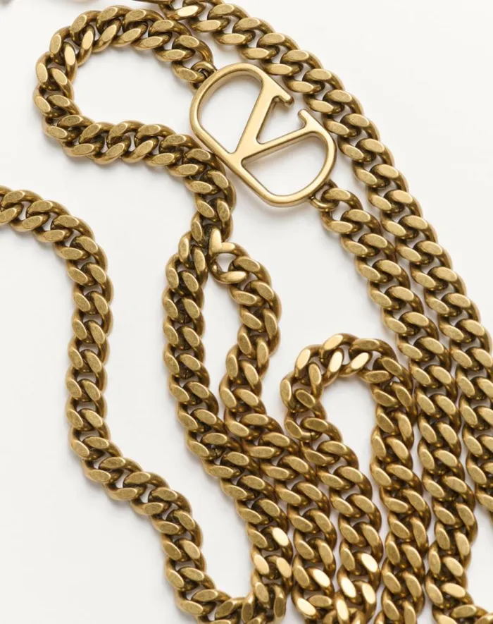 Valentino Belts Woman Vlogo Signature Chain Belt For Woman In Antique Gold Antique Gold