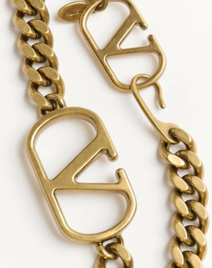 Valentino Belts Woman Vlogo Signature Chain Belt For Woman In Antique Gold Antique Gold
