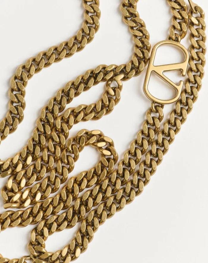 Valentino Belts Woman Vlogo Signature Chain Belt For Woman In Antique Gold Antique Gold