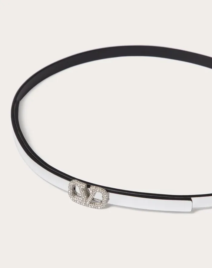 Valentino Belts Woman Vlogo Signature Mirroreffect Calfskin Belt 10 Mm For Woman In Silver Silver