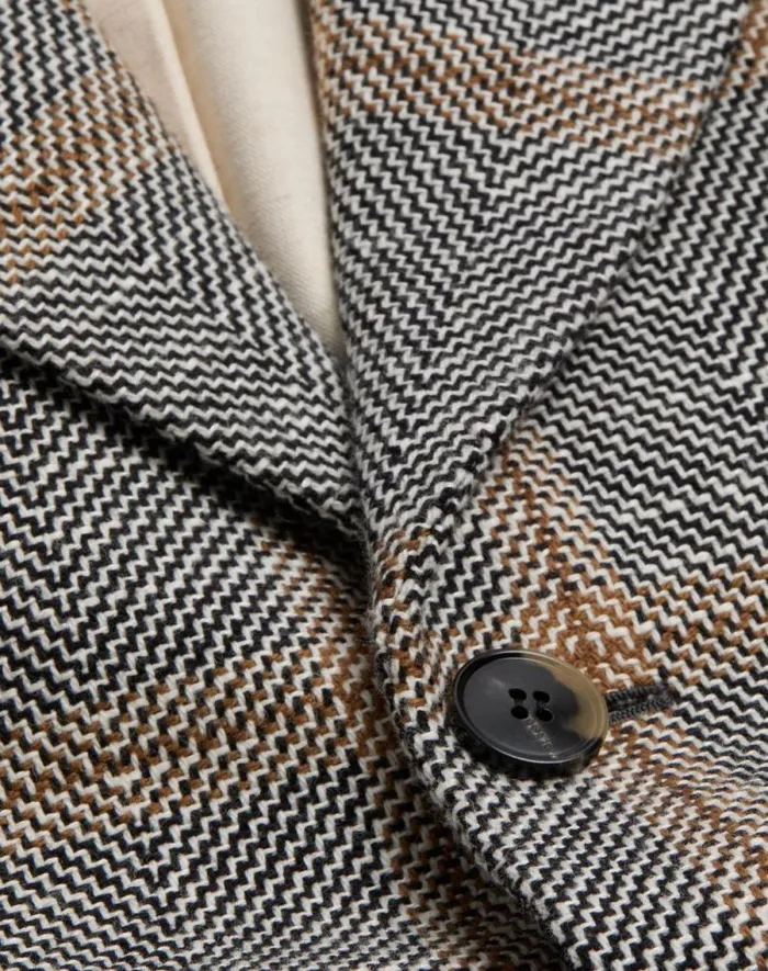 Valentino Coats And Blazers Man Singlebreasted Wool Blend Jacket With Check Pattern For Man In Ivorycamelblack Ivorycamelblack Valentino Coats And Blazers Man Singlebreasted Wool Blend Jacket With Check Pattern For Man In Ivorycamelblack Ivorycamelblack