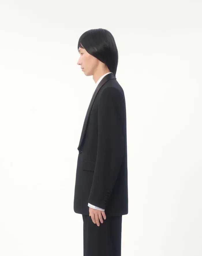 Valentino Coats And Blazers Man Wool Tuxedo Jacket For Man In Black Black Valentino Coats And Blazers Man Wool Tuxedo Jacket For Man In Black Black
