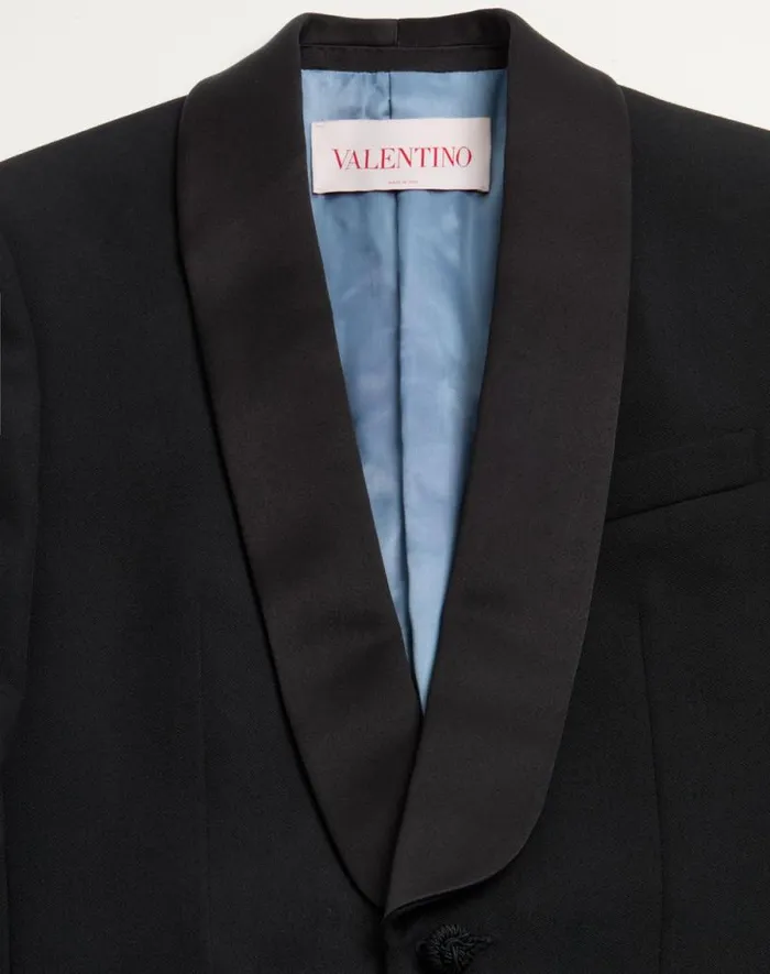 Valentino Coats And Blazers Man Wool Tuxedo Jacket For Man In Black Black Valentino Coats And Blazers Man Wool Tuxedo Jacket For Man In Black Black