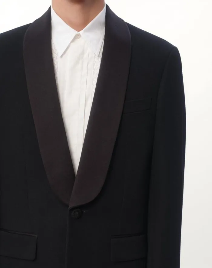 Valentino Coats And Blazers Man Wool Tuxedo Jacket For Man In Black Black Valentino Coats And Blazers Man Wool Tuxedo Jacket For Man In Black Black