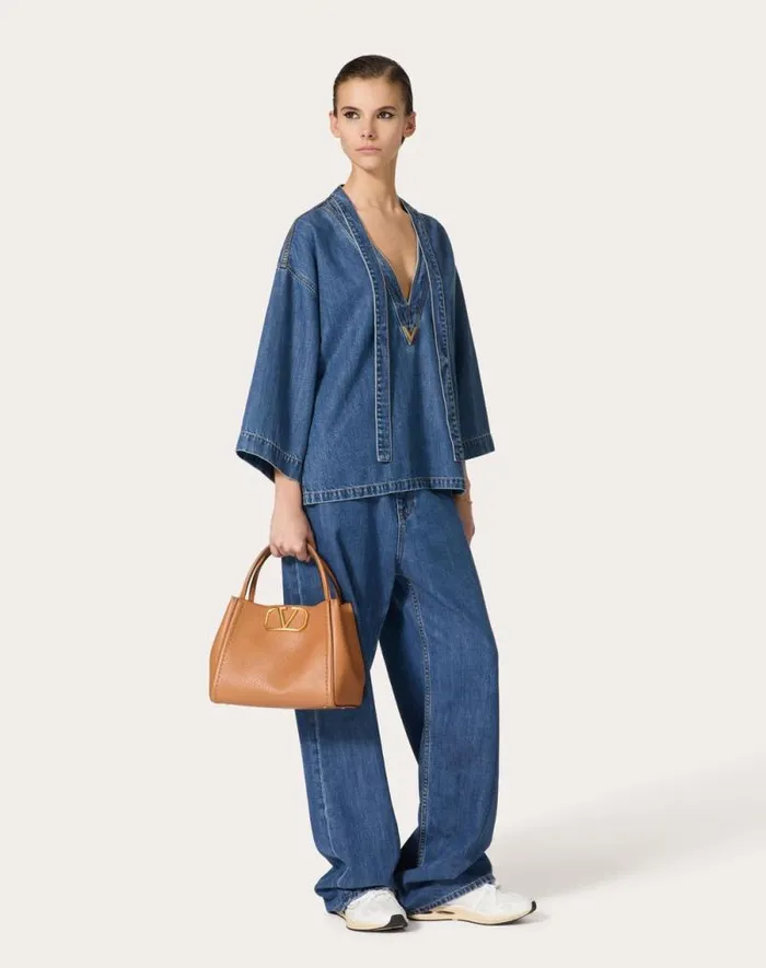 Valentino Denim Woman Blue Medio Denim Kaftan For Woman In Denim Denim Valentino Denim Woman Blue Medio Denim Kaftan For Woman In Denim Denim