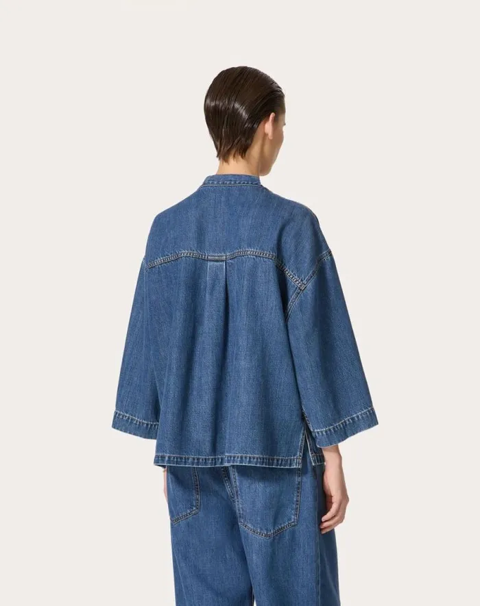 Valentino Denim Woman Blue Medio Denim Kaftan For Woman In Denim Denim Valentino Denim Woman Blue Medio Denim Kaftan For Woman In Denim Denim