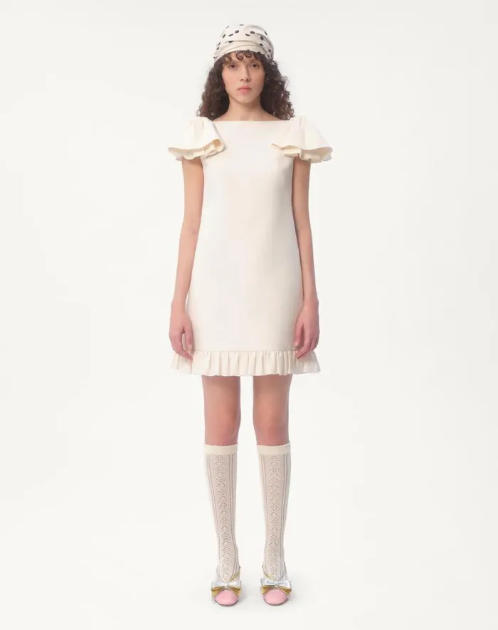 Valentino Dresses Woman Crepe Couture Short Dress For Woman In Ivory Ivory