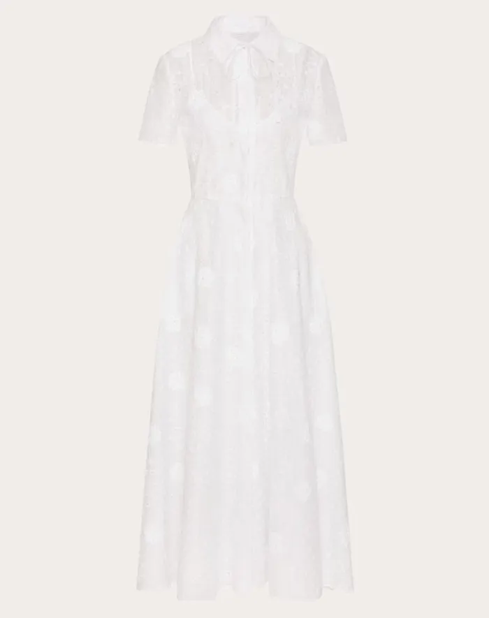 Valentino Dresses Woman Daisy Organdis Midi Dress For Woman In Ivory Ivory