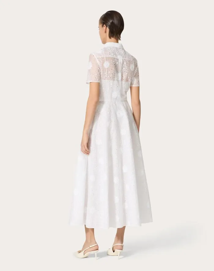 Valentino Dresses Woman Daisy Organdis Midi Dress For Woman In Ivory Ivory Valentino Dresses Woman Daisy Organdis Midi Dress For Woman In Ivory Ivory