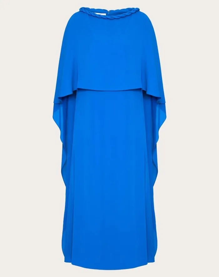 Valentino Dresses Woman Double Georgette Midi Dress For Woman In Dark Blue Dark Blue